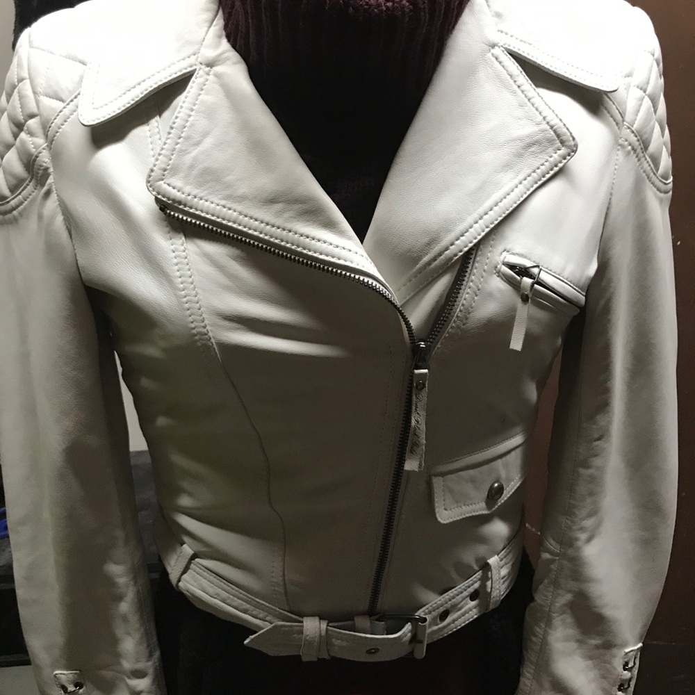 White leather moto biker jacket Diesel